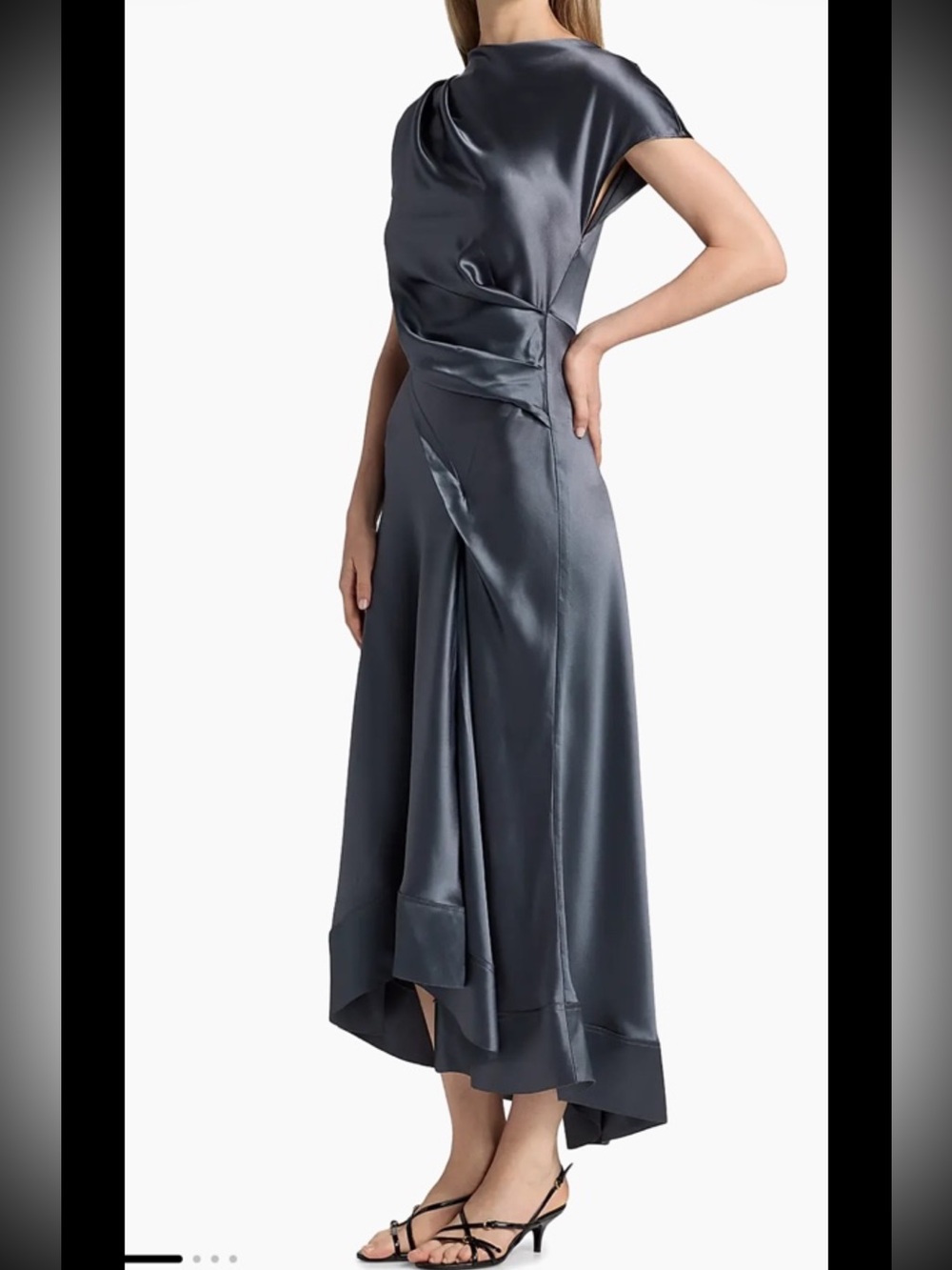 Acler Glatton Gathered Satin Maxi Dress,sz 6, New, Gray - Picture 3 of 15